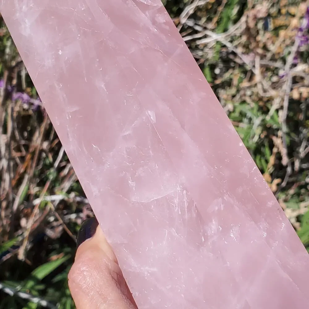 XL Rose Quartz Large Deep Pink Flashy Crystal Tower 1610 grams